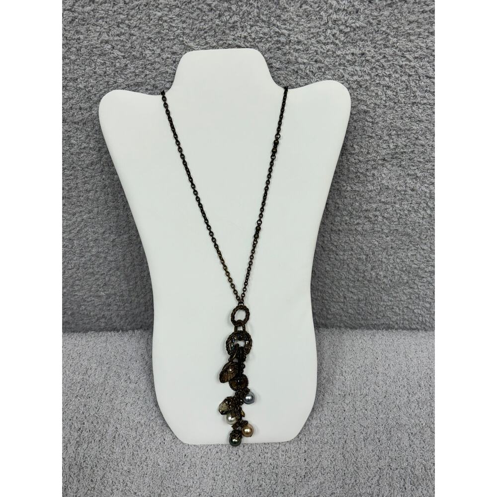 Sweet Romance Bronze Tone Dangle Statement Necklace #71645